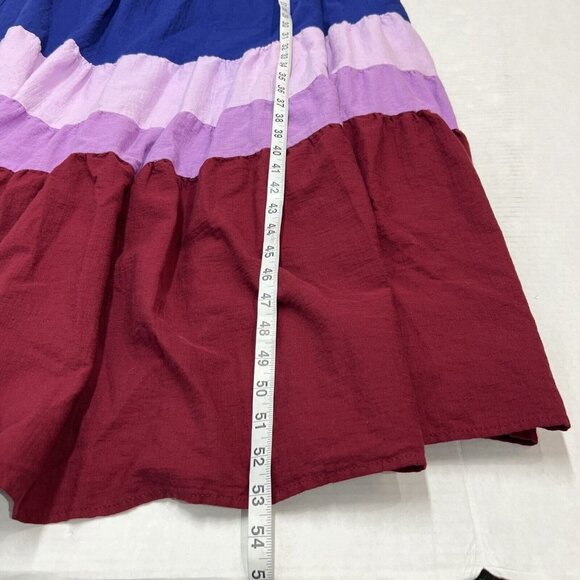 Ava & Viv Womens X Tiered Color Block Maxi Dress Sun Sleeveless Tie Neck Casual - Picture 5 of 8